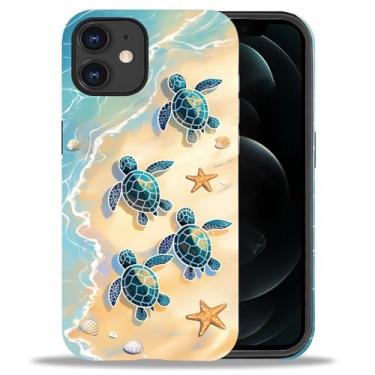 Imagem de Bvkilrvc Compatível com iPhone 11, capa de telefone fosca com estampa de tartaruga de praia com estampa fosca de silicone líquido resistente a impactos anti-arranhões à prova de choque