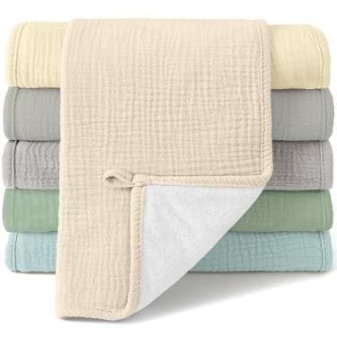 Imagem de Bearmoss Panos para arrotar musselina, 100% algodão para arrotar roupas, grande extra macio absorvente para meninos e meninas recém-nascidos unissex, 50 x 25 cm, pacote com 6