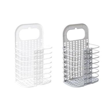 Imagem de Cesto Organizador Dobrável de Parede, Plástico, 45 x 30 x 17 cm, Branco ou Cinza