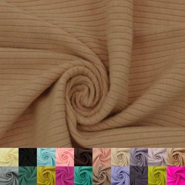 Imagem de Stylish FABRIC Tecido de malha canelada 134,6 cm de largura 4x2 da Yard – Mistura de poliéster rayon elastano – 370 g/m² – pesado, vestidos elásticos em 4 vias, leggings, loungewear e artesanato de