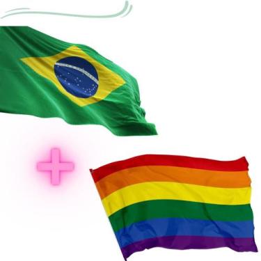 Imagem de KIT - 1 Bandeira do BRASIL + 1 Bandeira GAY - Max Bandeiras