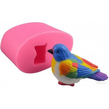 Imagem de Molde de sabonete de pássaro 3D molde de silicone pequeno pássaro para fazer sabonete, moldes de chocolate, bolo, decoração de topo de bolo, argila de resina, gesso, vela, giz de cera, molde derretido (cor aleatória)