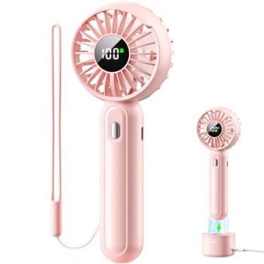 Imagem de Ventilador portátil com base de carregamento, ventilador portátil de 3 velocidades com visor digital, ventilador portátil de 2000 mAh, ventilador portátil operado por bateria de 2000 mAh, ventilador