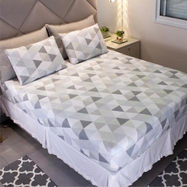 Imagem de Jogo de Lençol Cama Casal 3 Peças Estampado 100% Algodão com Elástico e Toque Macio Cozzilar (Modelo 9)