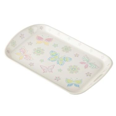 Imagem de Bandeja de servir Temp-Tations com alças coloridas todas as formas A-Flutter – Bandejas grandes de mesa de café de 40,6 cm, travessa de servir de cerâmica para otomano, travessas decorativas para