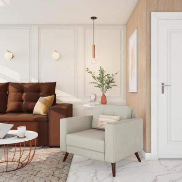 Imagem de Poltrona Pé Palito Fremont Linho Cotton Cru - Mobly