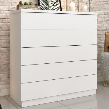 Imagem de Cômoda Premium Mdf Com 5 Gavetas Tcil Branco