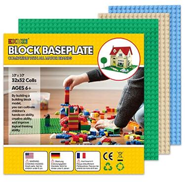 Imagem de ekuzi Classic Base Plates Compatible with Bricks & Baseplates, 10"x 10" and 10"x 5" Building Base Combo Set, Thick Boards Base Plates Can Be Used to Build Double Layer Buildings - 3pcs