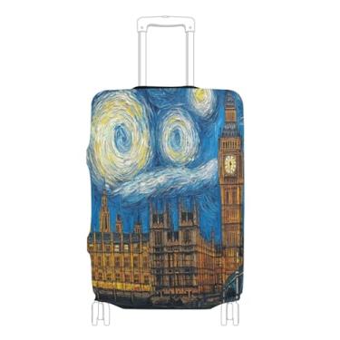 Imagem de Joisal Capa de saco de redemoinho de campo de girassol para bagagem, protetor de mala resistente a arranhões, essencial para viagens, Big Ben Noite estrelada, L 26-28 in