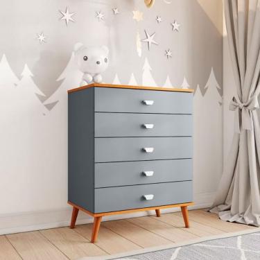 Imagem de Cômoda Infantil Bartira Ternura Com 5 Gavetas Azul