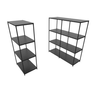 Imagem de Praleira De Aço Reforçada Mini Porta Pallet 200x60x90 Estante Estoque Bandeja Preta 1 Módulo + 2 Módulos Conjugados