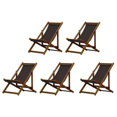 Imagem de Kit 5 Cadeira Espreguiçadeira Dobrável Mel Sb-marrom