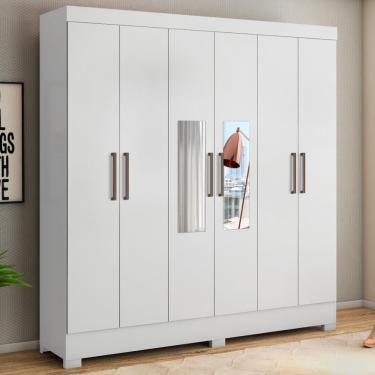 Imagem de Guarda Roupa Casal 6 Portas Com Espelho E 3 Gavetas York Branco