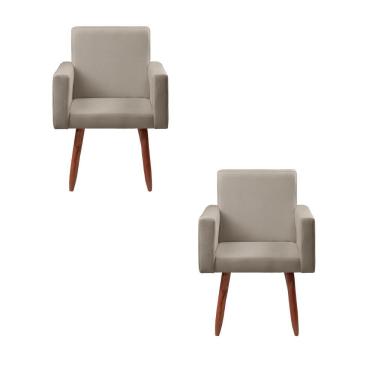 Imagem de Kit 2 Poltronas Decorativas Cadeiras Nina Linho Bege - Star Bege