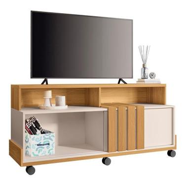 Imagem de Rack Bancada Para Sala Graci 1.36 Cinamomo Off White - Hb Móveis