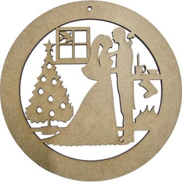 Imagem de Enfeite Natal 20x20cm Casal Pombo Lareira Pendurar Arvore - Lapidare