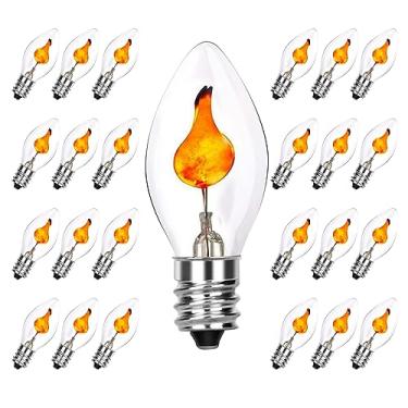 Imagem de Konictom Pacote Com 25 Lâmpadas Piscantes De Chama Natalina, Incandescentes Transparentes, Base E12/C7 Em Formato Piscante, 1 Watt, 120 V Para Luzes Corda, Velas, Lustres