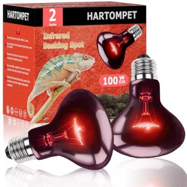 Imagem de HARTOMPET Lâmpada De Calor Infravermelho Uva 100 W, Holofote Vermelho Alto Desempenho Para Aquecimento Lagartos, Lagartixas-Leopardo, Tartarugas E Filhotes, Tanques Répteis Perfeitos, Chocadeiras Te