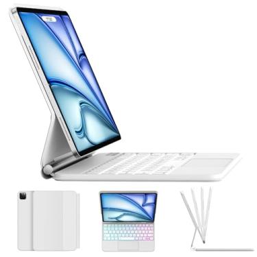 Imagem de OYOSUOGG Capa Magic Keyboard Para Ipad Air 11" M2 2024 E Pro (4ª/3ª/2ª/1ª Geração), 5ª/4ª Geração Com Teclado, Suporte Flutuante Cantilever, Trackpad Multitoque, Teclas Retroiluminadas