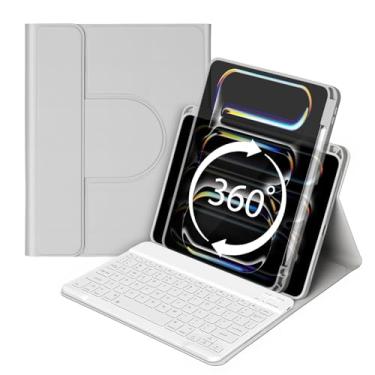Imagem de Bettdow Capa Para Ipad Pro 11" M4 2024 Com Teclado, Rotação 360 Graus E Suporte Magnético Removível Lápis, Modos Retrato/Paisagem, Repouso/Despertar Automático - Cinza