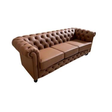 Imagem de Sofá De Couro Natural Legítimo Modelo Chesterfield  Havana - Fiori Sof