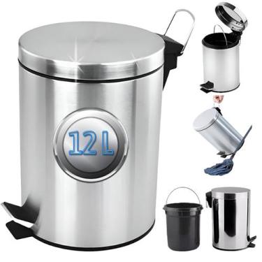 Imagem de Cesto De Lixo Inox 12lts Com Pedal Pia Banheiro Escritório Resistente 