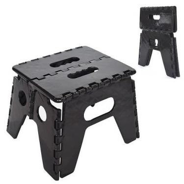 Imagem de Banco Banquinho Dobravel Plastico Infantil Preto 28X25X21Cm - Arqplast