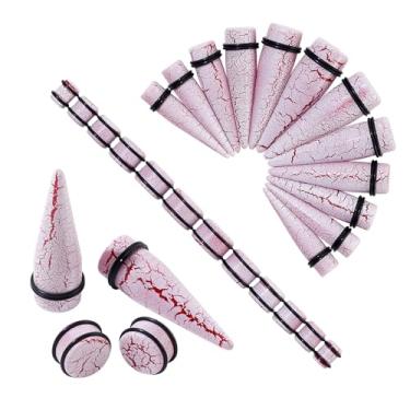 Imagem de Longbeauty 24 peças kit de alongamento de orelha design rachado 00G-13/16 10-20 mm alargadores e alargadores de orelha de acrílico esticadores de peso de orelha piercing joias para mulheres e homens