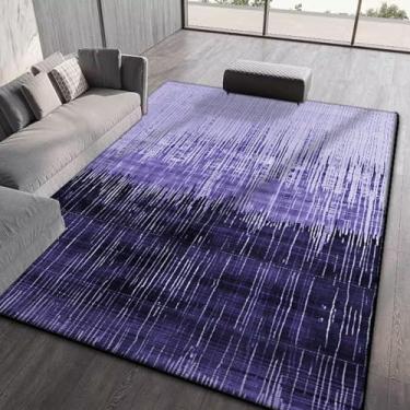 Imagem de Tapete de sala de estar com listras abstratas, fácil de limpar, decoração para casa, para quarto, sala de estar, dobrável, macio (3,2 x 6,5 pés (100 x 200 cm)/CX029-lint-free-6)