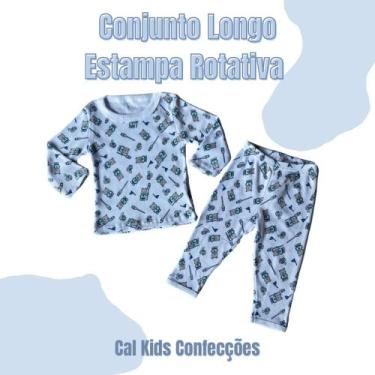 Imagem de Conj. Camisa/Calca Longo Estampa Rotativa Masculino 100% Algodao - Cal