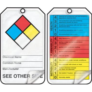 Imagem de Accuform THS101LCP Etiqueta de material perigoso autolaminável, (NFPA Diamond/Hazard Code Index), 14,6 cm x 8,3 cm x 0 cm de espessura, cartolina PF, azul/vermelho/amarelo/preto em branco (pacote com