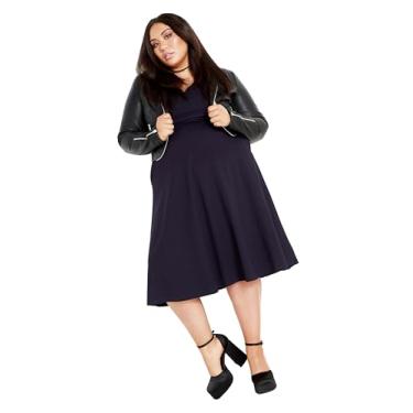Imagem de City Chic Vestido feminino plus size - linda menina manga cotovelo, Azul marino, 46