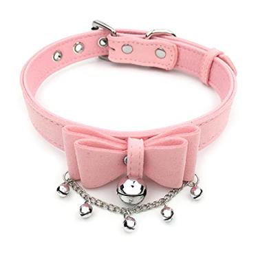 Imagem de Destiny Love Colar gargantilha com cadeado de sino, colar de lolita, colar de veludo gatinho, com cadeado de coração e chave com caixa para mulheres e homens, Veludo