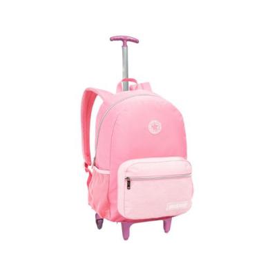 Imagem de Mochila Rodinha Juvenil Estilosa Meninas Escolar - Denlex, Rosa