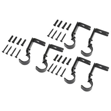 Imagem de Generic Suporte Ao Pólo Romano Suporte de Cortina, Trabalho Fino 6 Peças de Poder Poderoso Poderoso Gancho Suporta Haste Cortina Ajustável para Casa (Preto)