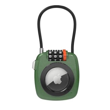 Imagem de UP Security Suporte AirTag para bagagem, compatível com Apple Air Tag, suporte de trava de combinação para mala, mochila, armário, seguro para viagem, estojo de rastreador GPS de metal, trava de cabo