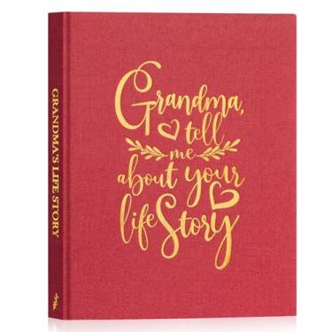 Imagem de Lanpn DiáRio de HistóRias da Avó, DiáRio Guiado da Avó Em Linho Com Mais de 260 Perguntas, Livro de MemóRias para Preencher, Presente para Vovó, Dia das MãEs de AniversáRio Natal, Vermelho