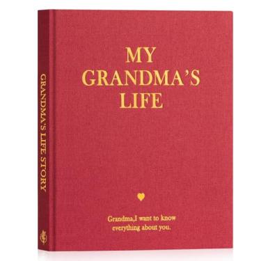 Imagem de Lanpn DiáRio de HistóRias da Avó, DiáRio Guiado da Avó Em Linho Com 260+ Perguntas, Livro de MemóRias para Preencher, Presente para Vovó, Dia das MãEs de AniversáRio Natal, Vermelho