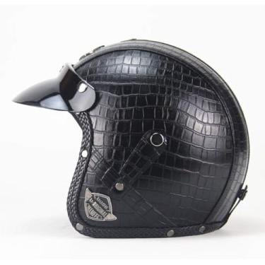 Imagem de Capacetes E Capacetes De Couro Pu 3/4 Capacete De Bicicleta Motociclista Face Aberta E Capacetes De Motocicleta Com Viseiras, CC23, XL-(head circumference/61-62cm)