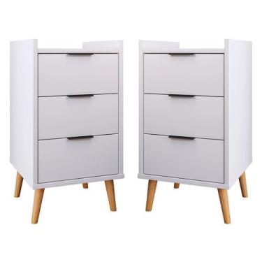 Imagem de Kit Com 2 Mesas De Cabeceira Quarto Estilo Retrô Mesa Lateral Decorati