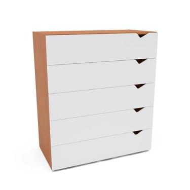 Imagem de Cômoda Porto 5 Gavetas Branca e Freijó - Modern