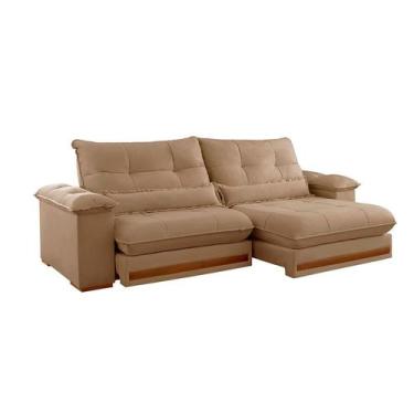 Imagem de Sofá 3 Lugares Retrátil e Reclinável Qatar Linho Bege 200 cm - Modern