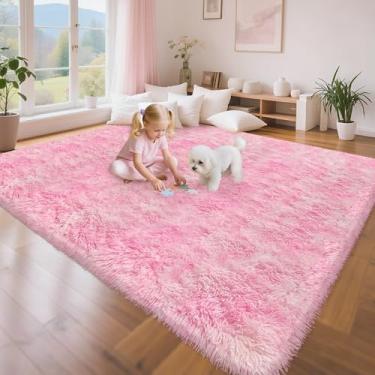 Imagem de TENNOLA Tapetes rosa fofos para quarto de meninas, tapete grande de pelúcia 15 x 23 cm tapete felpudo rosa para quarto, sala de estar, tapete felpudo macio para quarto de crianças, cabeceira, berçário