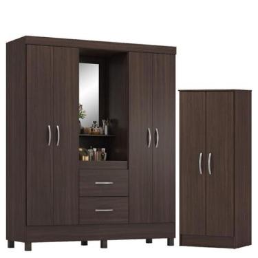 Imagem de Guarda Roupa Casal Capelinha Lord com Multiuso Viena Café - Demóbile -