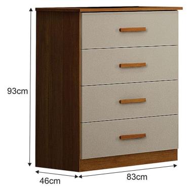 Imagem de Cômoda Rubi 4 Gavetas MDP MDF com Puxador em Madeira Off White Cinamomo