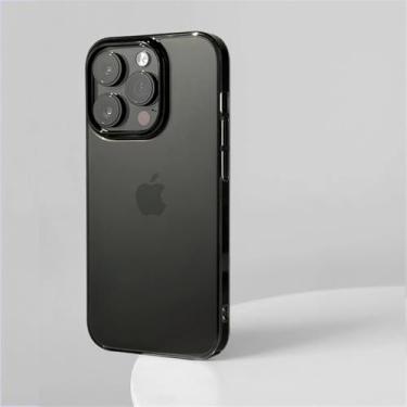 Imagem de HPQWN Capa super fina com jato de areia para iPhone 15Pro Max, transparente e fosca (preta para iPhone 15Pro Max/HD PC)