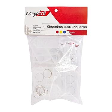 Imagem de Chaveiro com Etiqueta branco Maxcril – Kit com 25 Unidades