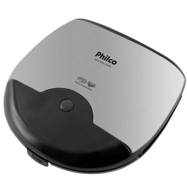 Imagem de Sanduicheira Mini Grill Philco Inox Preto com Chapa Antiaderente Luz Indicadora 750W