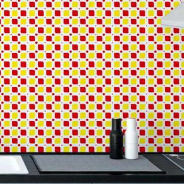 Imagem de Papel De Parede Adesivo Geométrico Cozinha Lavável Rolo 2.5m - DELIQUA