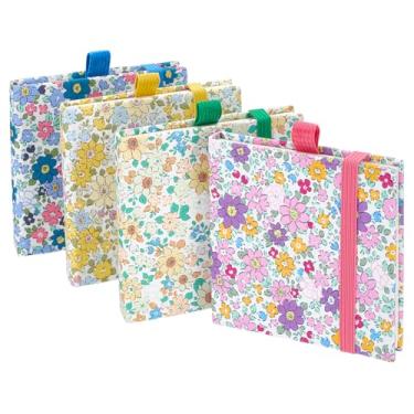 Imagem de PLIGREAT 4 peças mini caderno de desenho em aquarela 7,6 x 7,6 cm portátil quadrado capa de tecido caderno de esboços 20 folhas pequeno caderno de desenho aquarela 300 g papéis de desenho texturizados